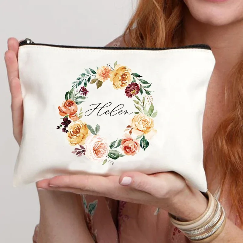 trousse à cosmétiques personnalisée avec nom, meilleur cadeau pour les enseignants de demoiselle d'honneur, femme, sœur, trousse de maquillage personnalisée, trousse de toilette tendance pour femmes