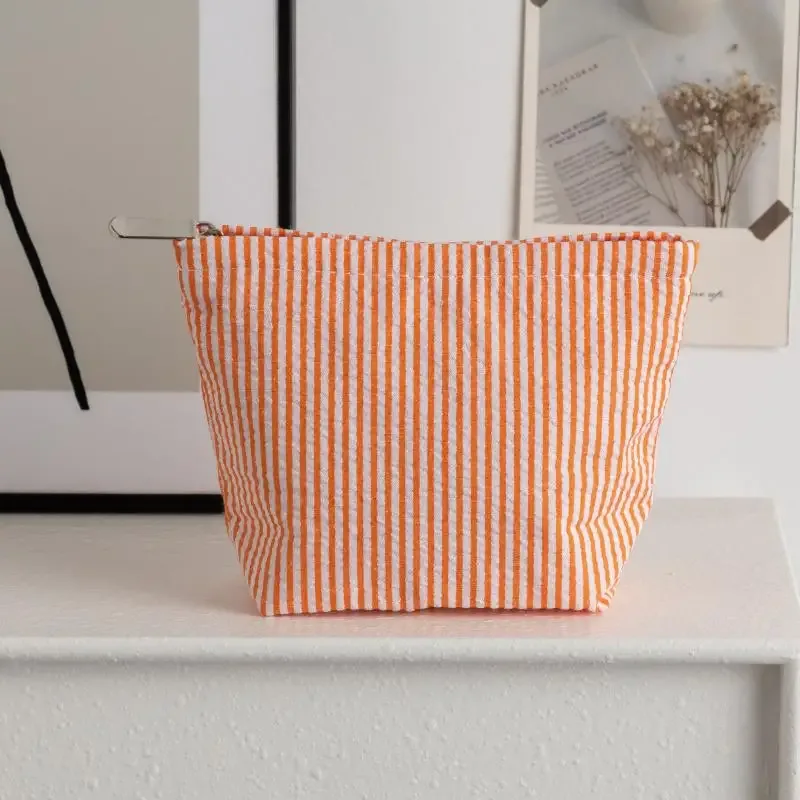 sacs de rangement à rayures verticales, 1 pièce, petits sacs de maquillage à la mode pour femmes, avec fermeture éclair, sac de rangement de voyage portable