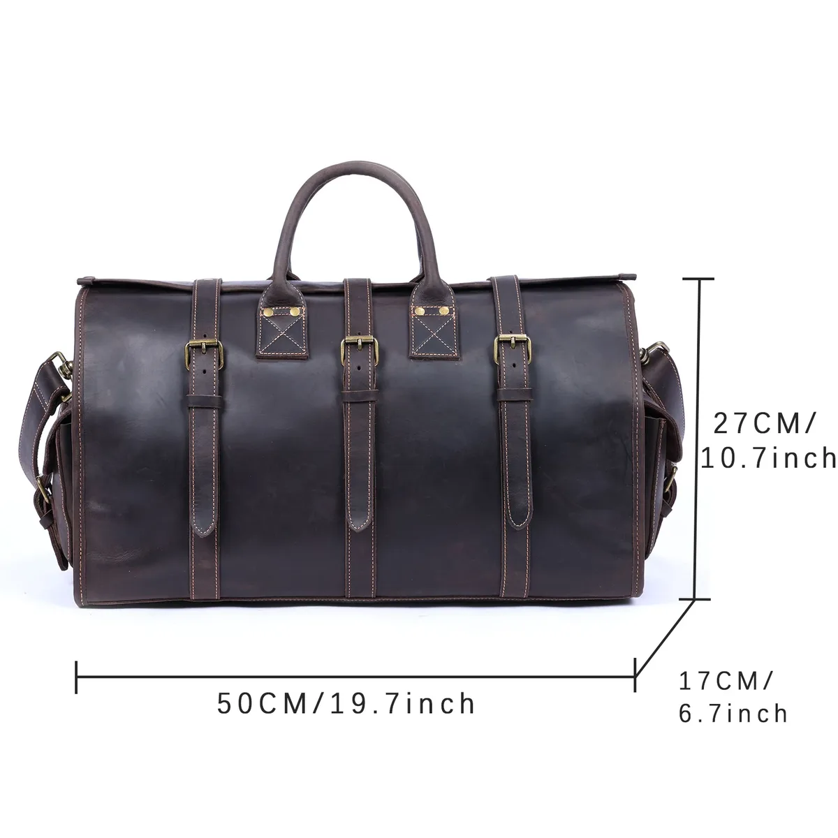 sac de voyage vintage en cuir véritable pour homme, grande capacité, sac de sport en cuir de vachette, style classique, sac de week-end, sac de nuit