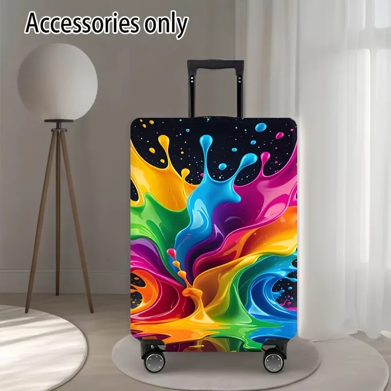 housse de valise colorée à imprimé éclaboussures : un accessoire de voyage extensible pour valises de 18 à 32 pouces