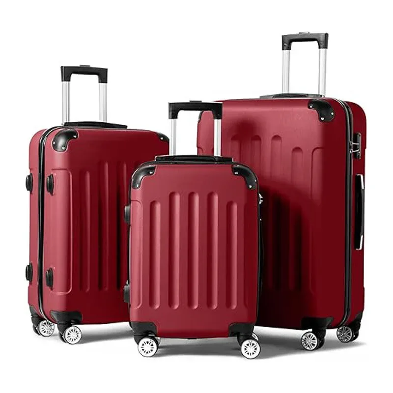 ensemble de bagages 3 pièces, valises légères de voyage avec roulettes, serrure tsa et coin rigide, ensembles de bagages de voyage familial