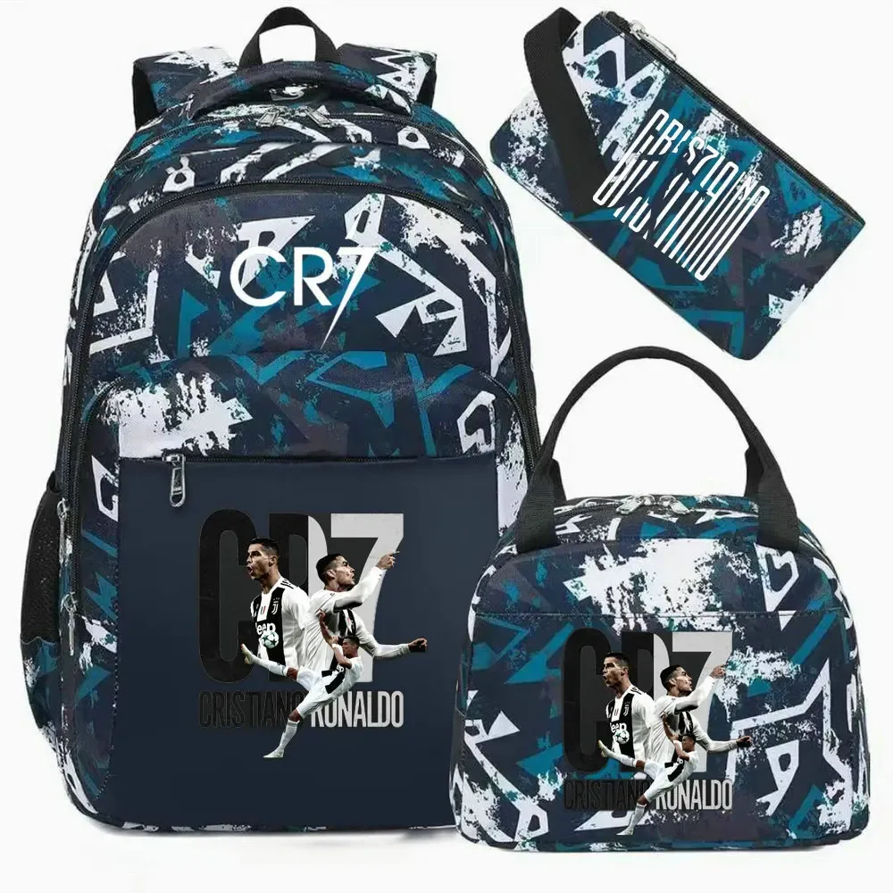 sac à dos pour ordinateur portable cr7, pour femmes et hommes, sacs à dos décontractés pour le sport et le football, sac à dos oxford pour femmes, sac d'école pour hommes, sac de voyage, mochilas 3 pièces