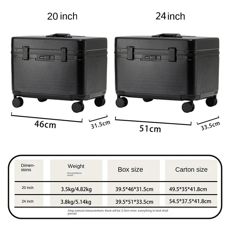 top flip photographie cadre en aluminium valise de voyage boîtier de chariot instrument de beauté bagages 20/ 24 pouces valise de cabine