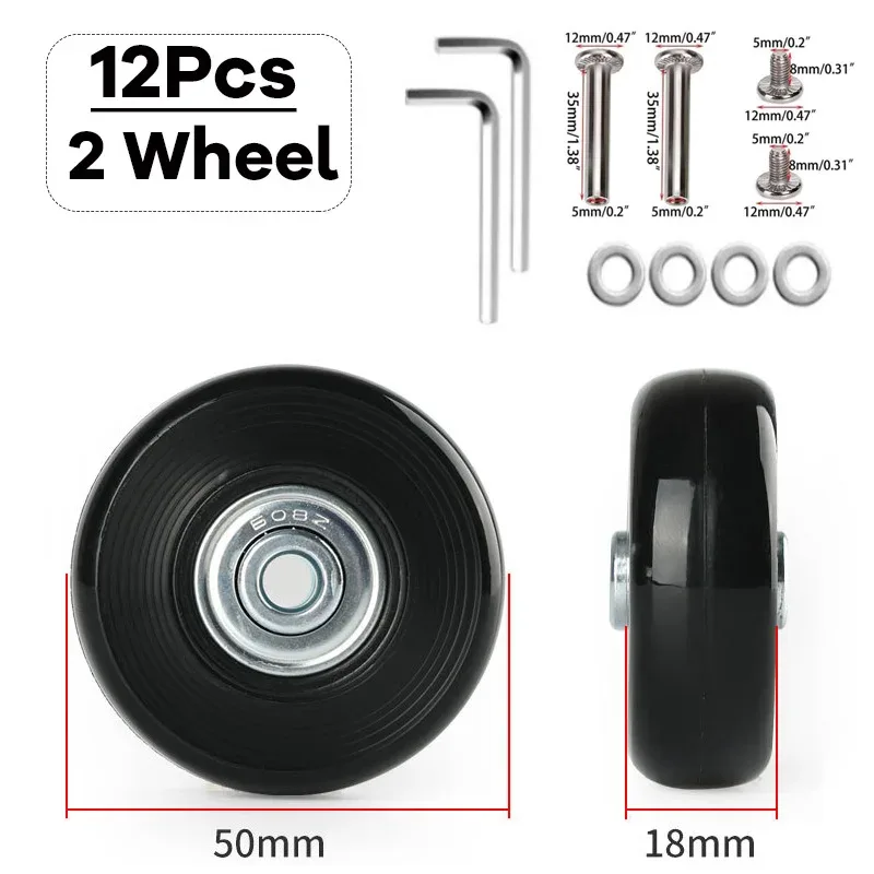 kit de réparation de pièces de valise, essieux de remplacement, roues de bagage de voyage silencieuses, roulettes, dia40 mm, 50mm, 60mm, 12 pièces, 24 pièces par ensemble