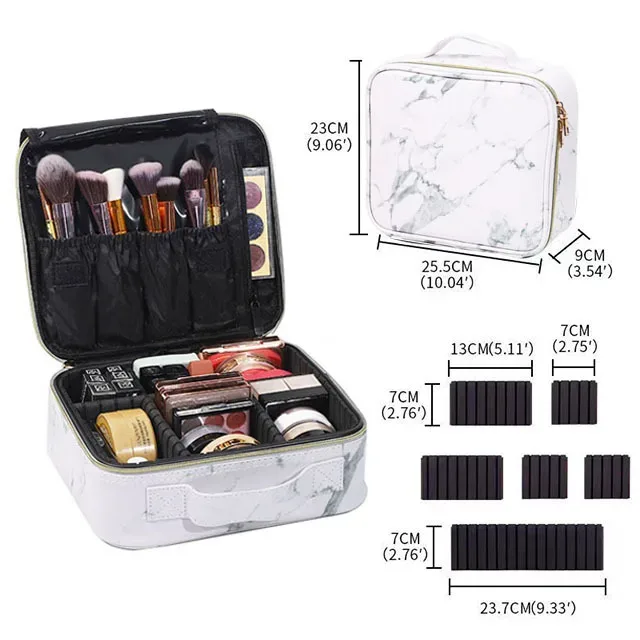 trousse de maquillage professionnelle en cuir pu pour femmes, valise à outils pour ongles, boîte à cosmétiques, organisateur de cosmétiques d'esthéticienne, mallette de rangement
