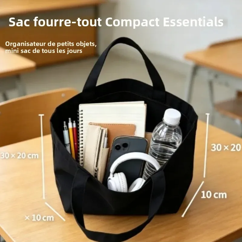 sac fourre-tout en toile de coton écologique, léger et réutilisable, idéal pour les étudiants, l'école et le shopping.