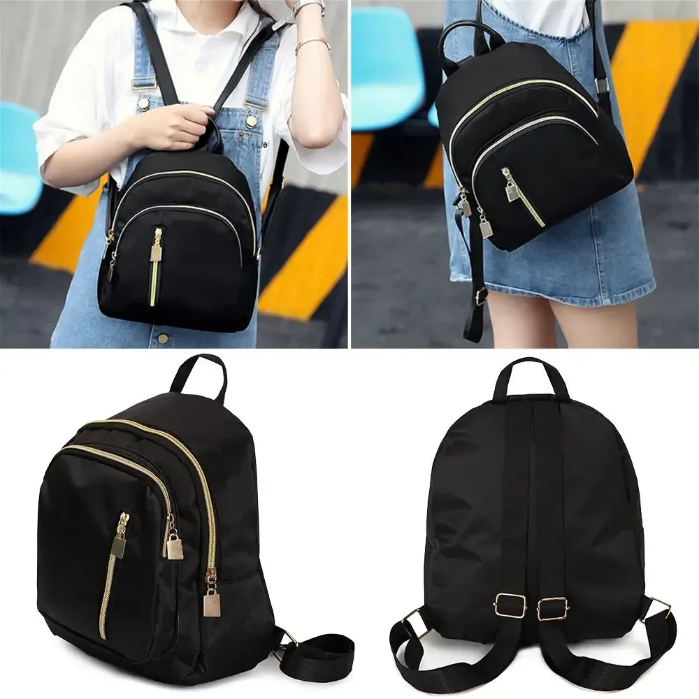sac à dos multifonctionnel en nylon pour femme, mini sac à dos de voyage mignon, sac à bandoulière pour homme, sac à main noir tendance