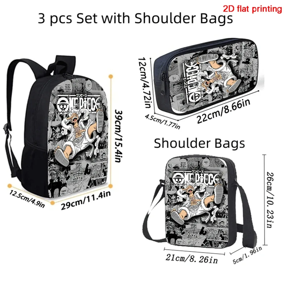 Sac à dos scolaire 3-en-1 One Piece léger et durable avec sac bandoulière et trousse pour enfants de 6 à 10 ans (école primaire)