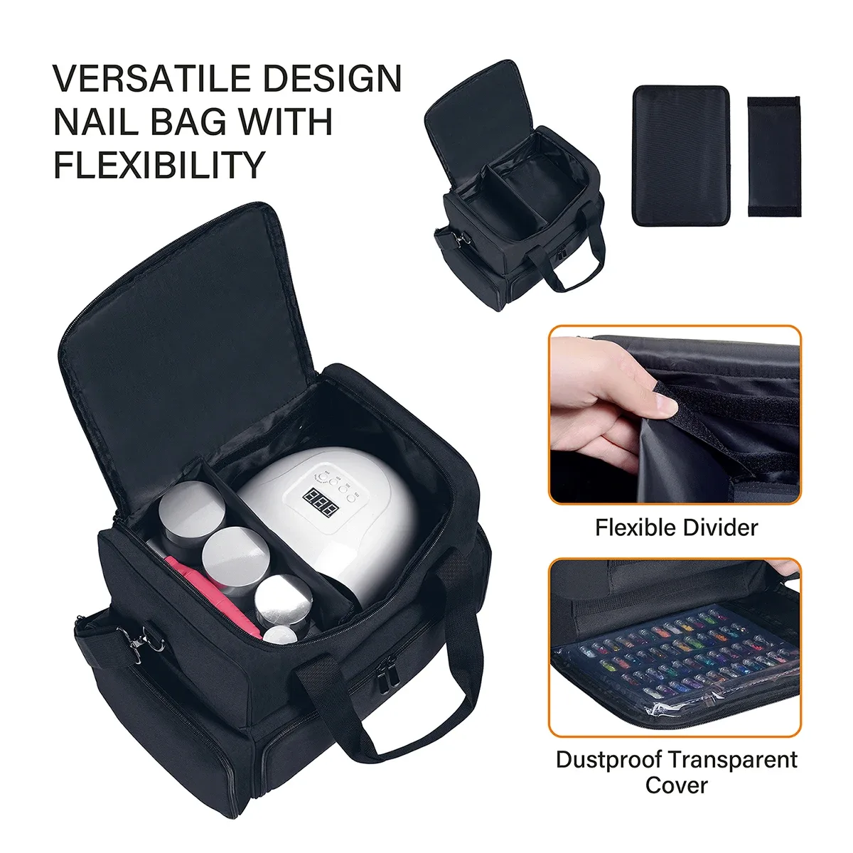 étui de rangement de vernis à ongles de grande capacité, 80 bouteilles, rangement de voyage portable avec 2 sacs amovibles et essentiel pour femmes