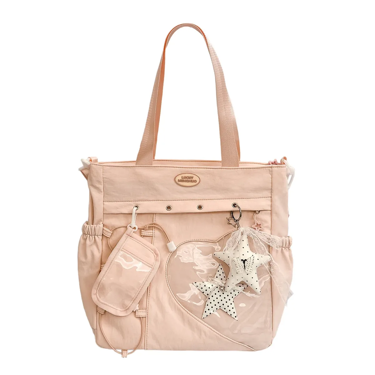 nouveau sac à dos étudiant grande capacité style japonais simple, sac de voyage en nylon imperméable imprimé étoiles, sac d'école