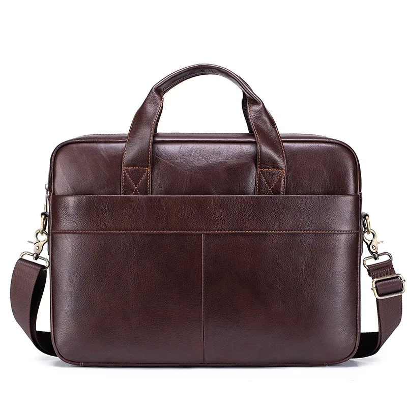 porte-documents en cuir véritable pour hommes, sac d'affaires de luxe souple, compatible avec ordinateur portable de 15.6 pouces, sac à main léger pour les déplacements au bureau
