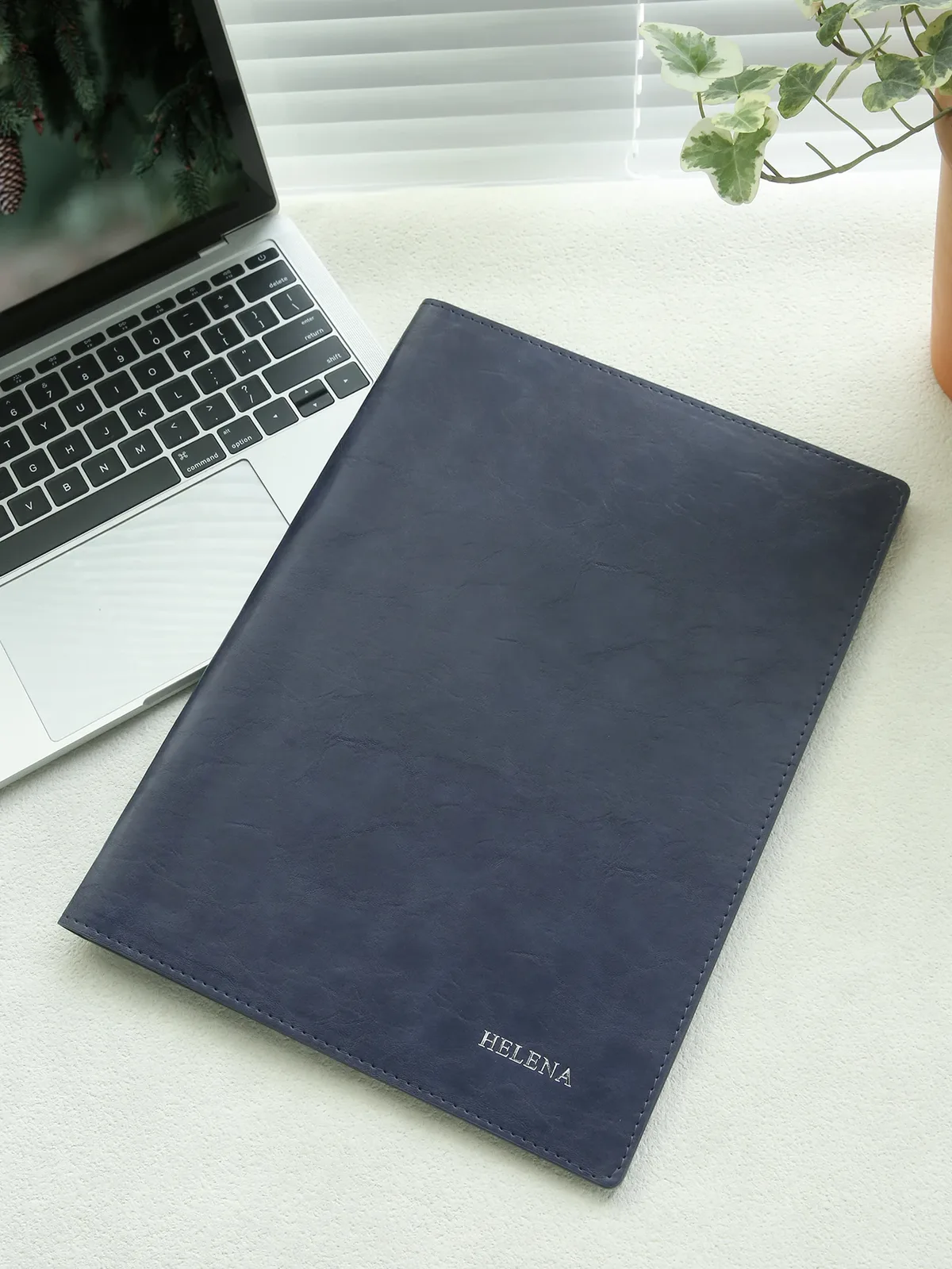 porte-documents a4 personnalisé avec gravure, en cuir végétalien rétro, avec porte-stylo et presse-papiers magnétique