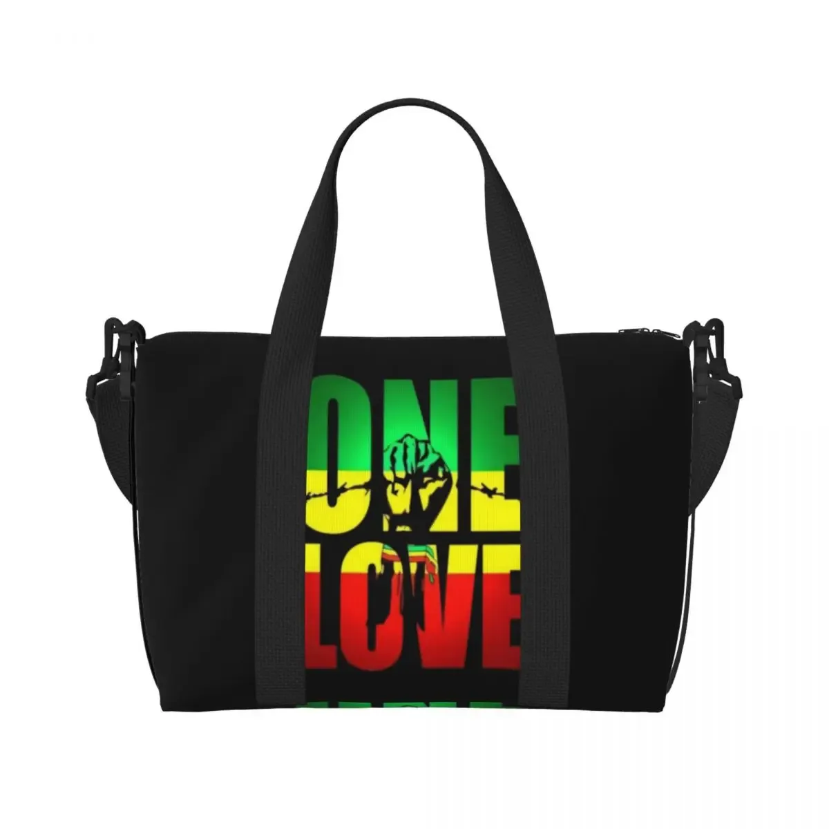 grand sac fourre-tout personnalisé rasta feel discuter of judah pour femme, jamaica rastafarian reggae shopping initié gym beach travel bag