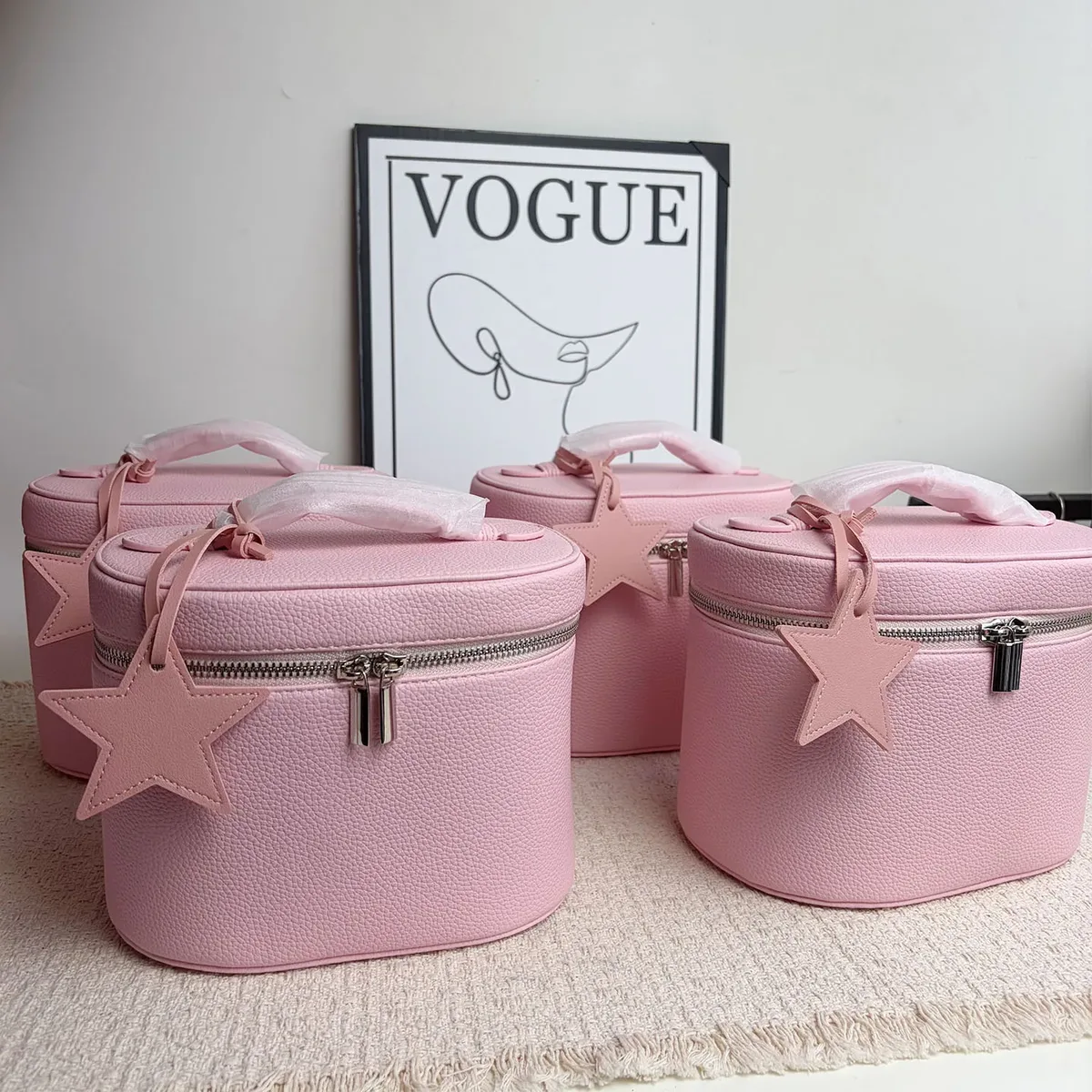 trousse à cosmétiques ronde à main pour femmes, impression gratuite, pubucket rond, trousse de vanité, produit de soins de la peau, sac de rangement de cosmétiques