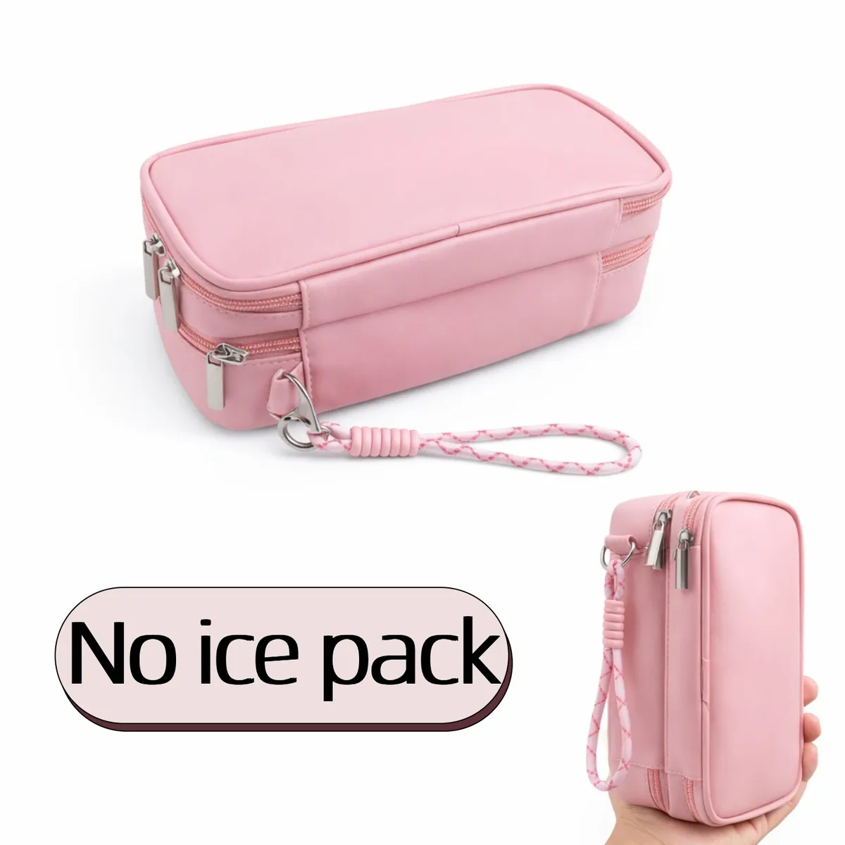organisateur de voyage rose pâle pour fournitures diabétiques pour femmes, sac de rangement portable pour insuline, sac uniquement
