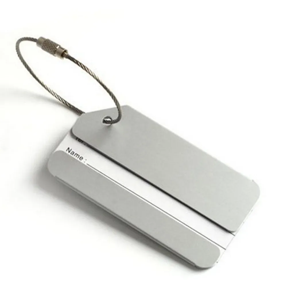 lot de 10 étiquettes de bagage en aluminium pour valise, étiquette de bagage en métal, identificateur de bagage avec carte d'identité et boucle en acier, accessoires de voyage
