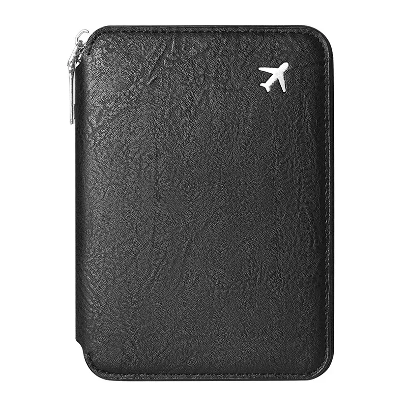 clip pour passeport de documents à fermeture éclair, portefeuille de voyage de grande capacité, sac de rangement pour billets, clip pour passeport