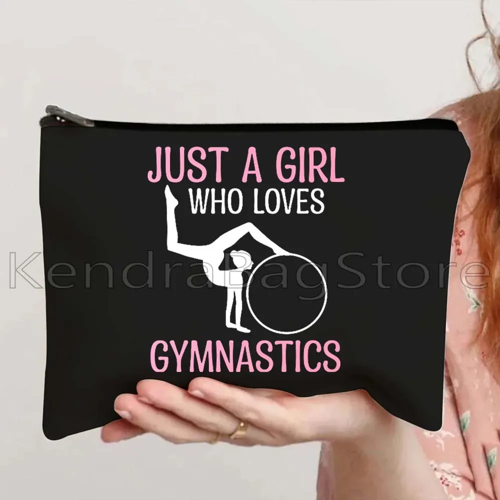 rétro culbutage gymnastique fille sport danseur toile maquillage cosmétique trousse de toilette gymnaste cadeau balance faisceau trousse à crayons pochette à fermeture éclair
