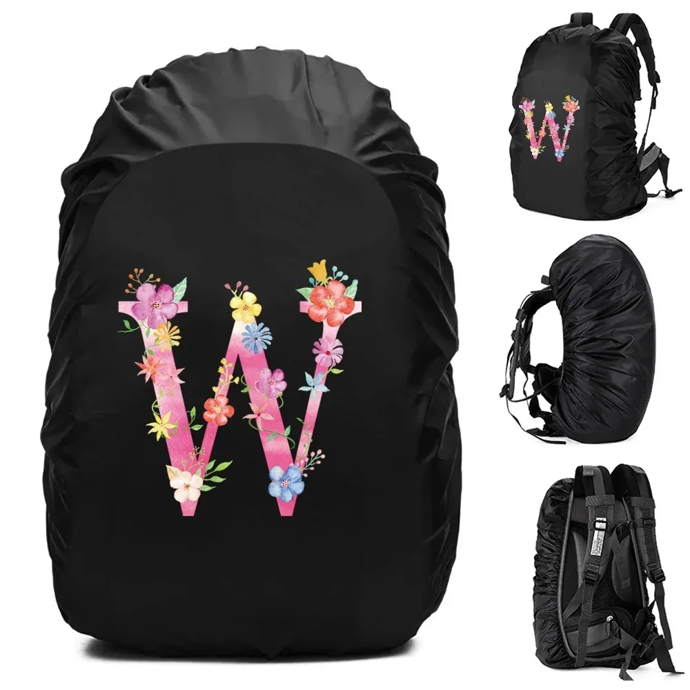 sac à dos étanche unisexe, housse de pluie, sac de camping en plein air, randonnée, escalade, sports, housse de pluie anti-poussière, imprimé lettre rose, 30l, 40l, 70l