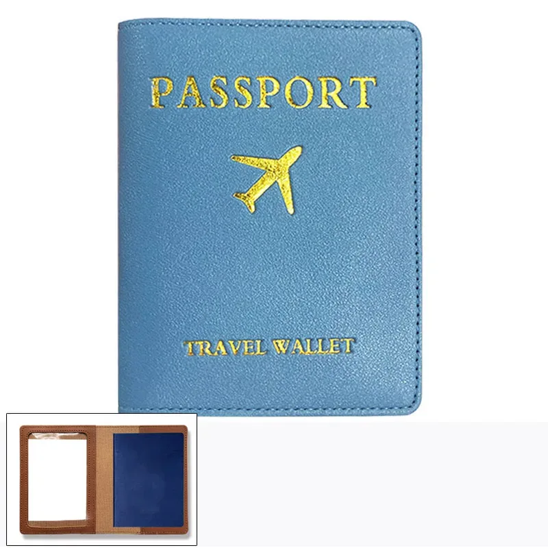 porte-passeport en cuir pu pour femmes et hommes, clip multifonctionnel pour billet d'avion, portefeuille et étui pour carte d'identité, 1pc