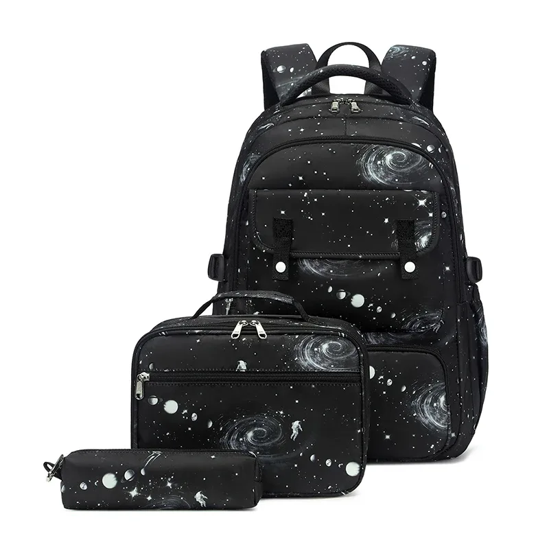 sac à dos pour enfants 3 pièces/ensemble sac à dos scolaire imperméable pour garçons sac à livres scolaire pour enfants noir sac à dos d'étudiant
