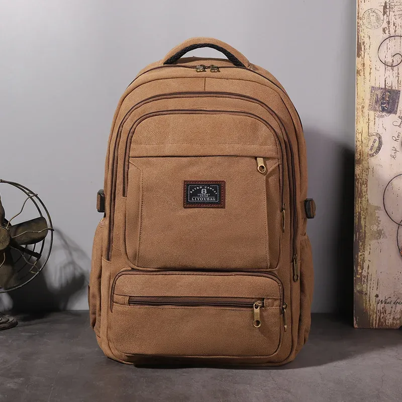 sac à dos rétro en toile pour hommes, sac de voyage en plein air, grande capacité, épais et durable, unisexe, pour ordinateur portable d'étudiant