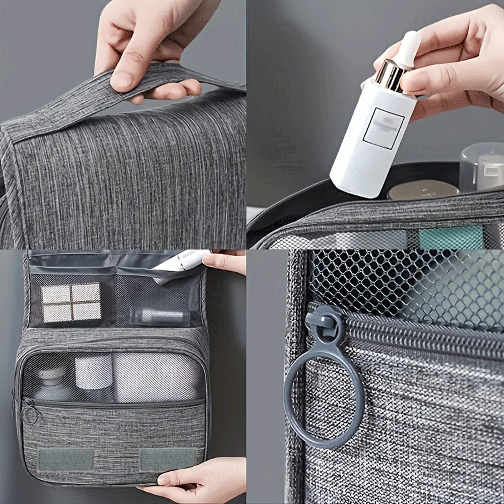 trousse de maquillage portable à motif de dessin animé, unisexe, grande capacité, organiseur de cosmétiques, trousse de toilette suspendue pour femmes et hommes, pour le lavage, le rasage, le maquillage