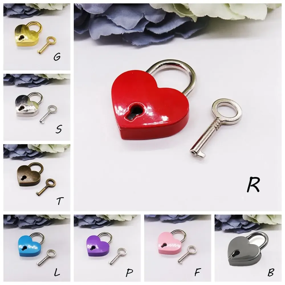 valise de voyage en alliage de zinc avec serrure à clé, cadenas de mariage, quincaillerie, serrure en forme de cœur.