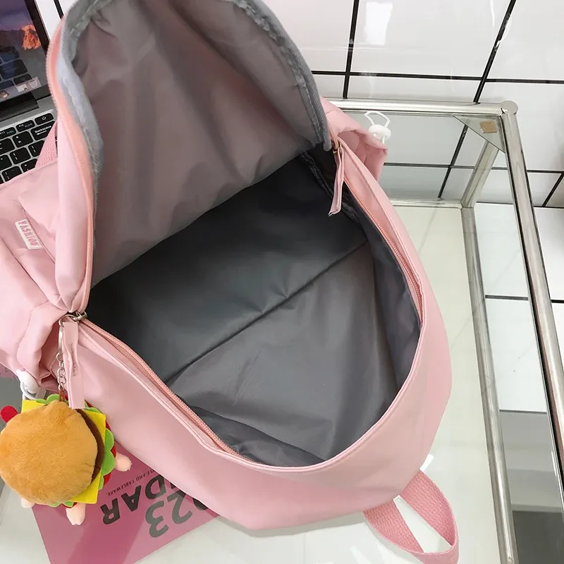 cartable de mode pour adolescents imperméable à l'eau en nylon filles sac à dos mignon femmes sac à dos pour ordinateur portable sac de voyage noir rose bookbag unisexe