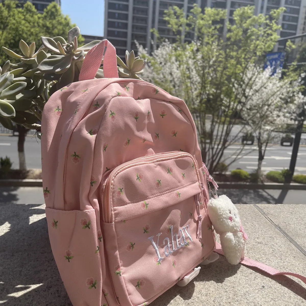 sac à dos floral brodé avec nom personnalisé, sac à dos décontracté pour filles, sac à dos pour dames, cadeau unique pour jeunes, sacs à main kawaii