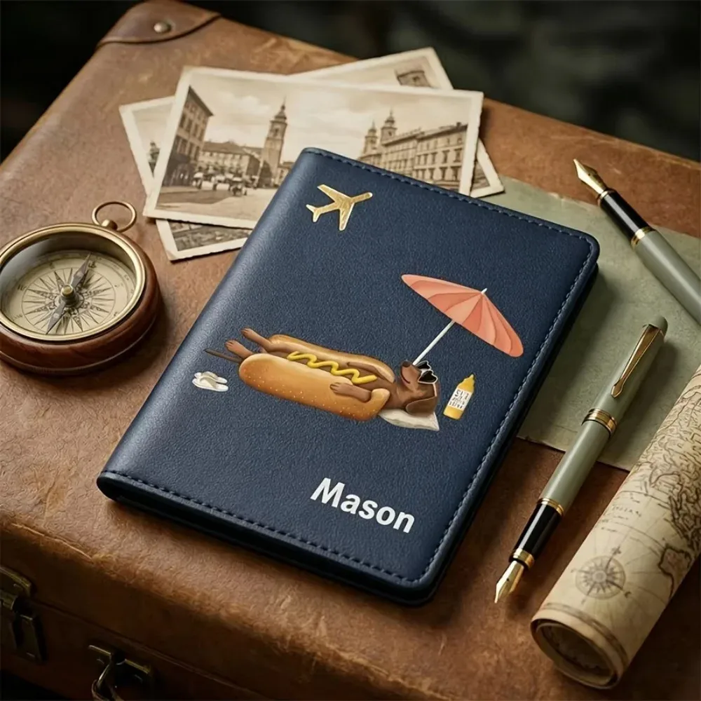 porte-passeport personnalisé avec nom, portefeuille de dessin animé pour billets et cartes, accessoire de voyage pratique pour hommes et femmes