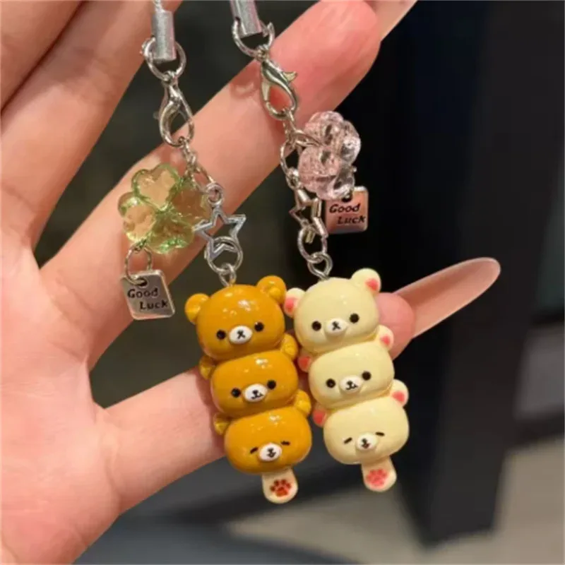 kawaii dessin animé ours mignon fille sac à dos pendentif porte-clés offres spéciales anime téléphone porte-clés iphone 17promax airpods ins corée nouveau y2k