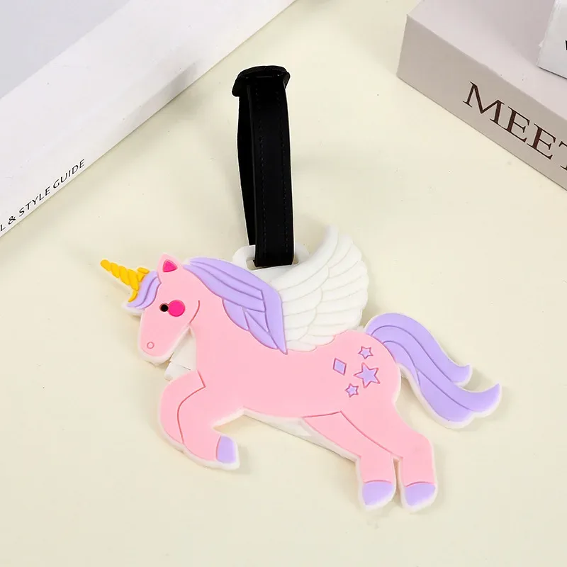 étiquette de bagage en silicone, 1 pièce, dessin animé mignon, animal créatif, étiquette de valise, nom d'identification, petit pendentif, accessoires de voyage