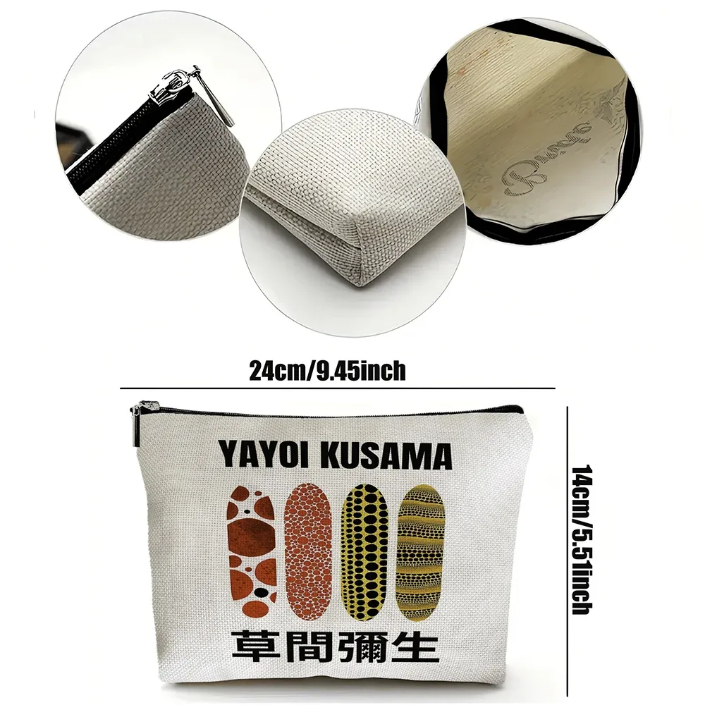 yayoi kusama pochette de maquillage japonais pop art à pois art design floral étui à cosmétiques mode dame beauté sac de rangement à la mode