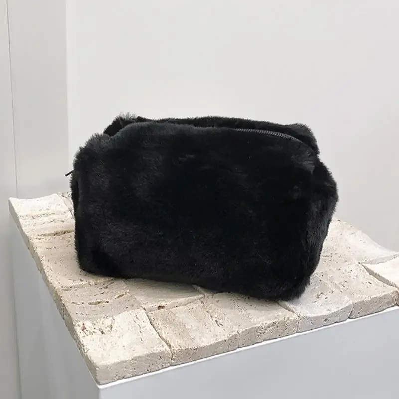 sacs de maquillage en peluche pour femmes, sac à cosmétiques de voyage souple, étui de rangement pour dames et filles