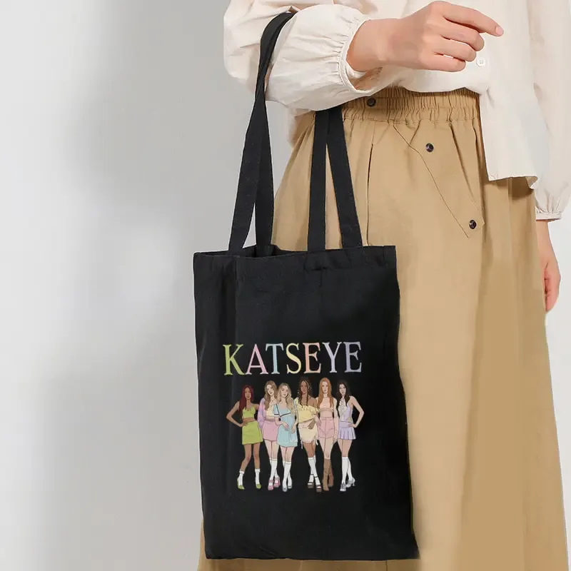 sac fourre-tout grande capacité katseye world tour pour femmes, sacs de voyage multifonctionnels, sacs de shopping tendance, cadeaux pour fans kpop version q