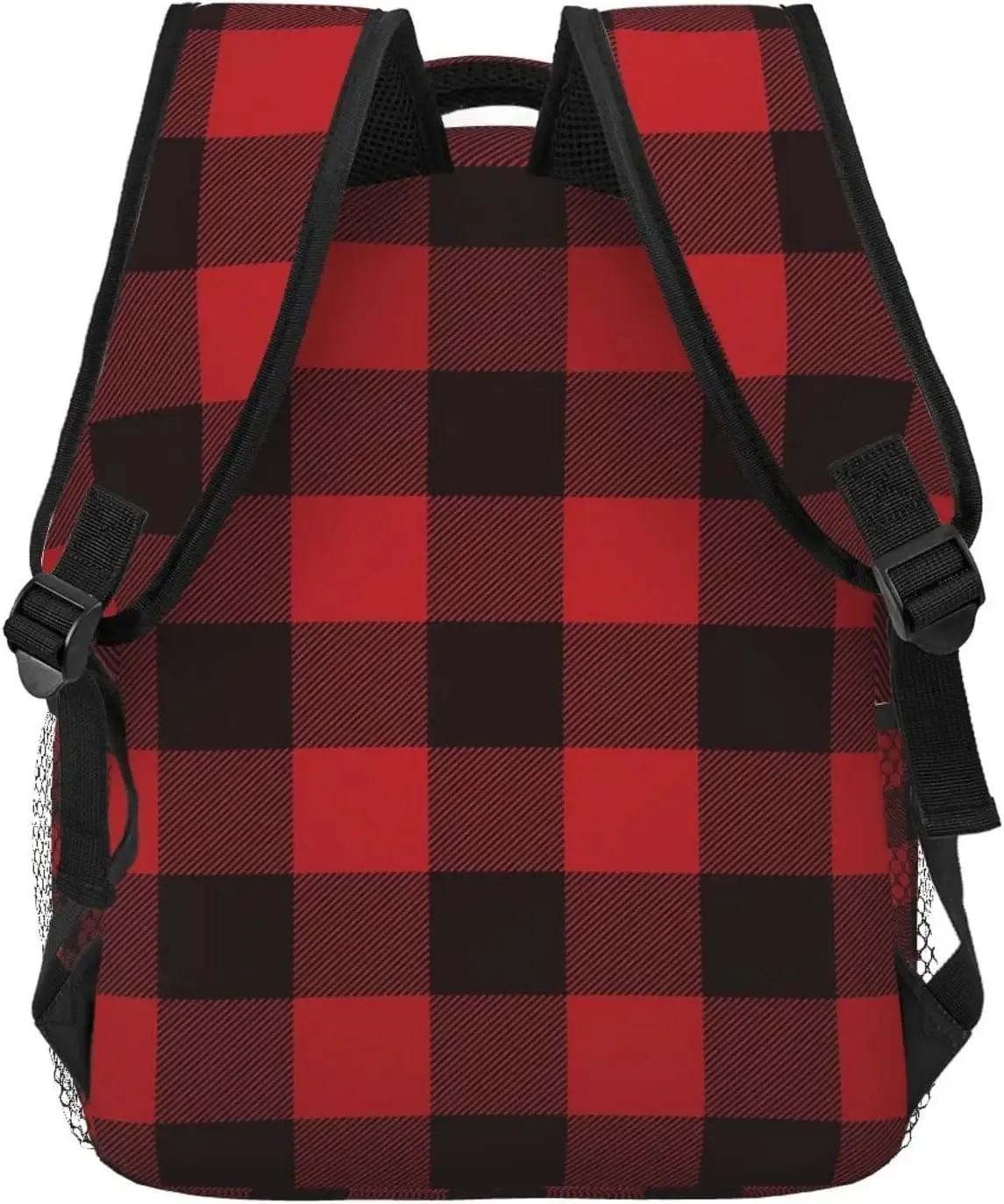 sac à dos décontracté à carreaux de buffle noir et rouge avec poches, sac à dos pour ordinateur portable, sac à dos pour le travail et les affaires