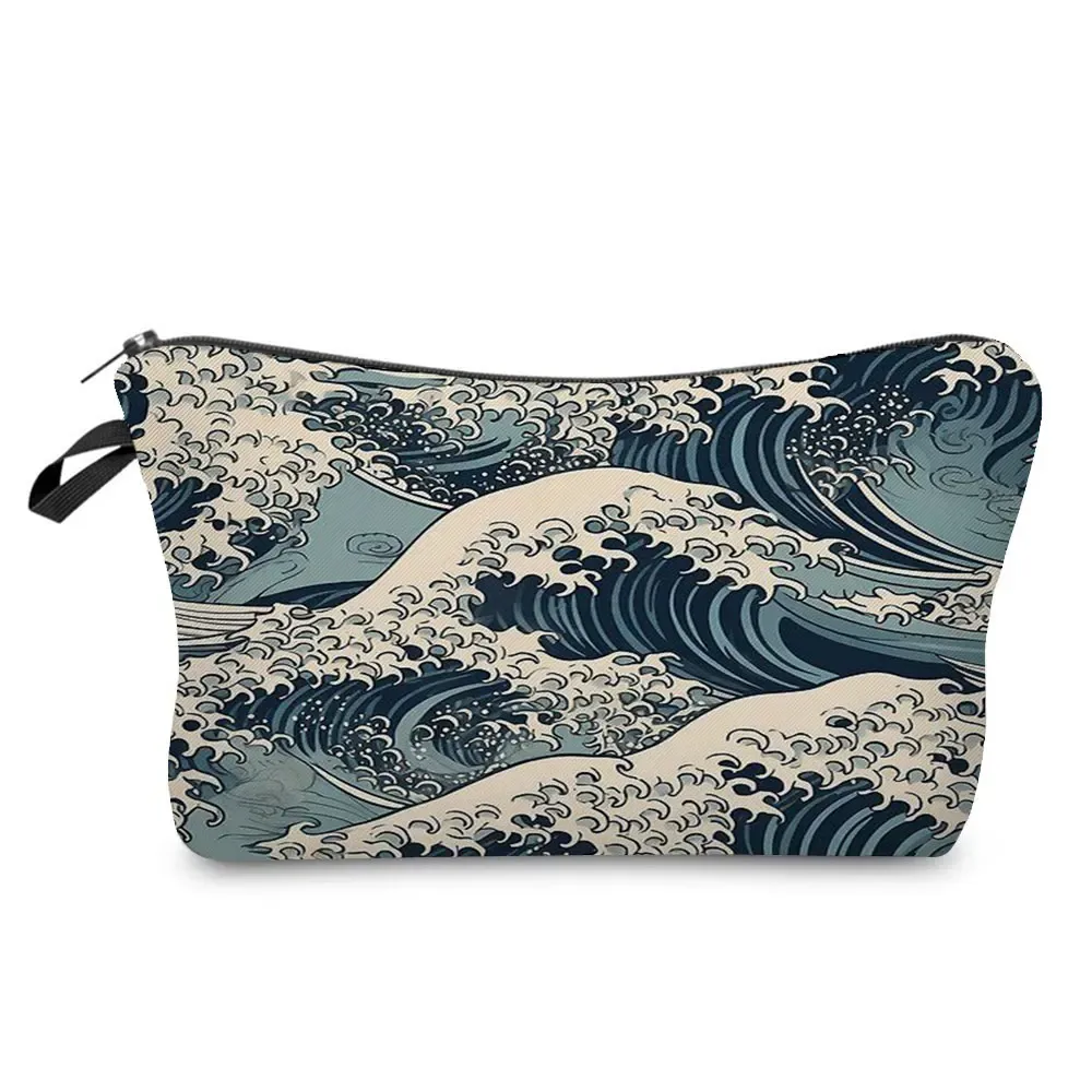 ukiyoe – mini trousse de maquillage pour femmes, design japonais, grue de styliste, trousse de toilette de voyage de plage, trousse à cosmétiques écologique réutilisable