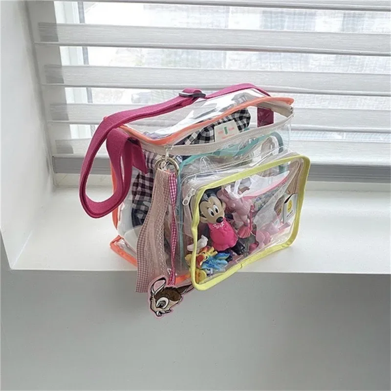 ns style coréen couleur correspondant sac transparent street shot collations en plein air jouets sortir épaule natation sac à dos sac de plage