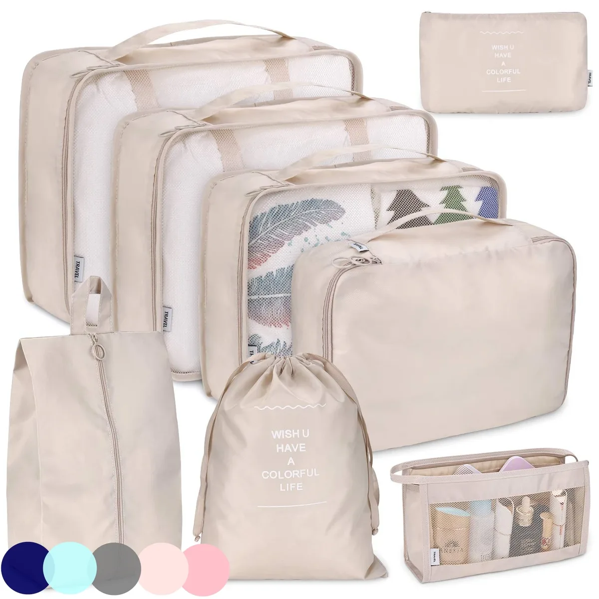8/6 pièces ensemble sac de rangement de voyage grande capacité bagages vêtements tri organisateur valise pochette étui essentiels chaussures emballage Cube