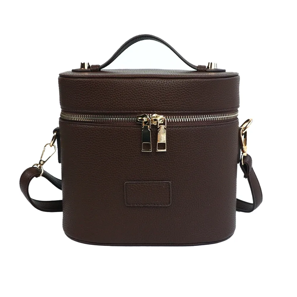 sac cosmétique en cuir personnalisable avec bandoulière - grande capacité, étanche, portable, avec compartiment amovible