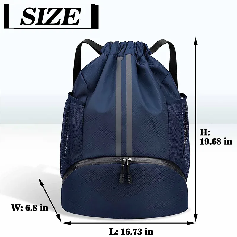 sac à dos de sport avec cordon de serrage, sac à dos de basket-ball pour femmes et hommes, sac de sport avec compartiment à chaussures et poche résistante aux humides