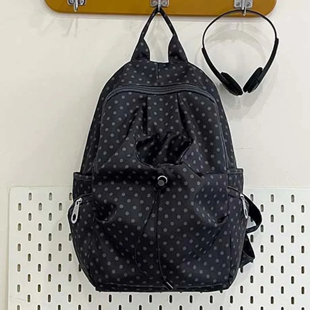 sac à dos en nylon anti-éclaboussures à pois, spacieux, léger, pour étudiants, sac d'école multi-poches, sac de voyage lavable