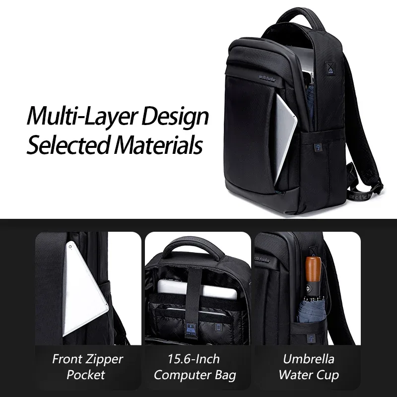 arctic hunter-sac à dos d'affaires étanche pour homme, sac à bagages de voyage extensible, mode 2023, 15.6