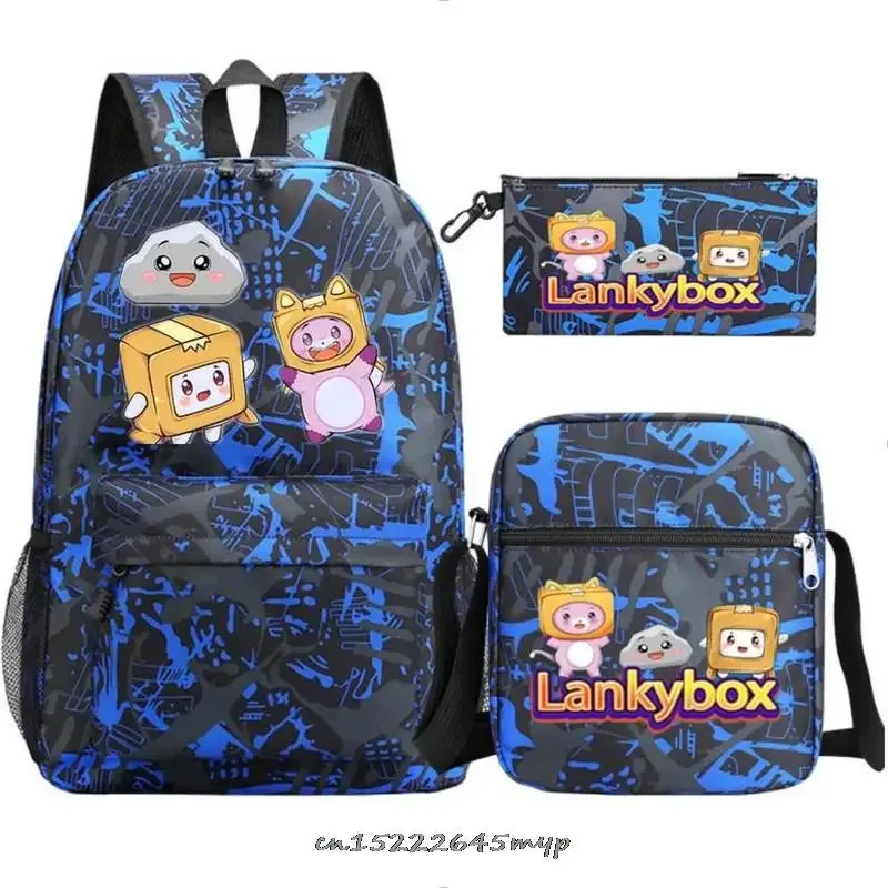 ensemble de sac à dos anime lankybox pour enfants, sacs d'école pour garçons et filles, sac à dos de voyage pour hommes et femmes, sac à dos pour adolescents, cadeau mochila, 3 pièces