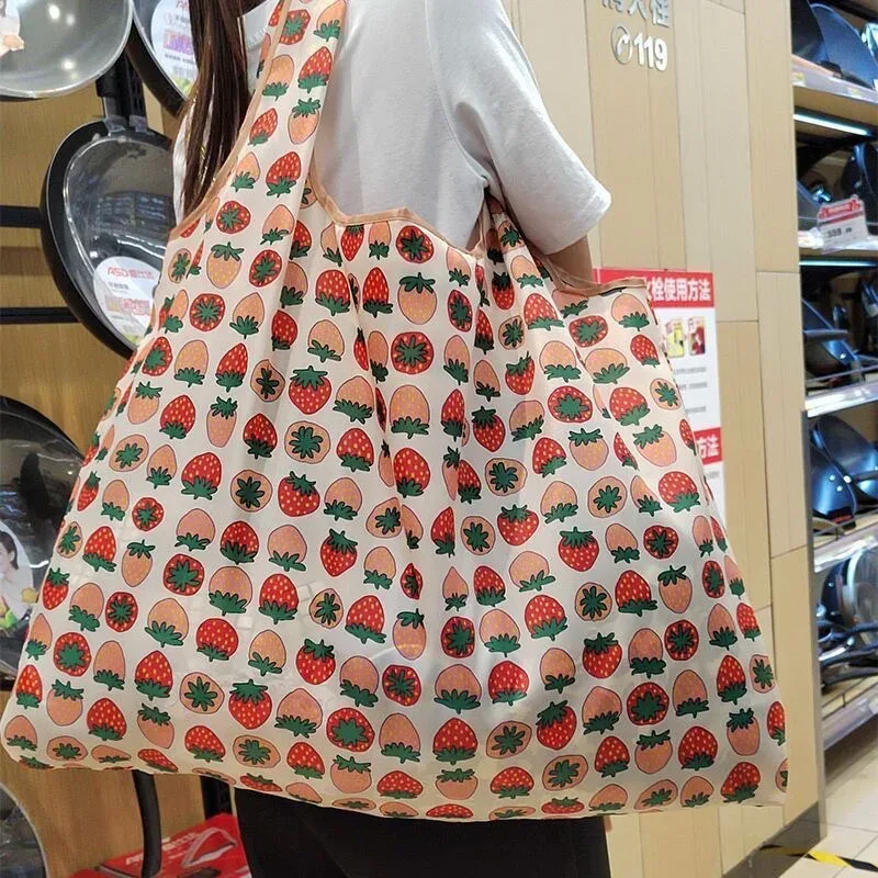 sac d'épicerie pliable en nylon de grande capacité, sac fourre-tout de style japonais, portable, réutilisable, écologique, sac à main imperméable