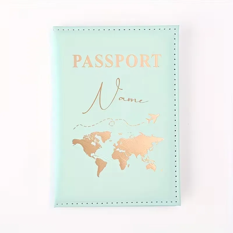 porte-passeport personnalisé avec lettres, étui pour passeport avec carte du monde et texte personnalisé. organisateur de documents portable et mignon multi-usages pour personnalisation diy