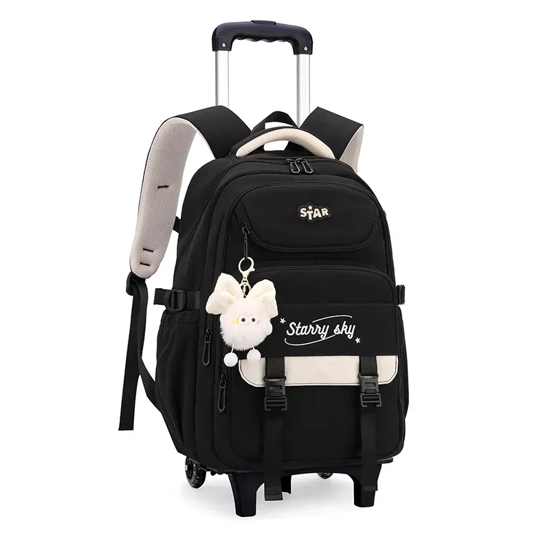 sac à dos scolaire pour enfants avec roulettes, sac à dos à roulettes pour filles, sac à dos d'étudiant, 2/6 roues, sac à dos scolaire à roulettes, sac à livres pour enfants