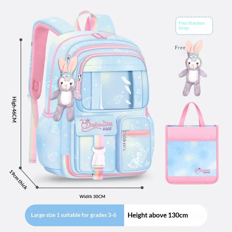 sac à dos d'école pour filles, 3 pièces, grande capacité, sac d'école pour enfants avec étui de transport pour crayons et repas, sac à dos de voyage, cadeau pour enfant