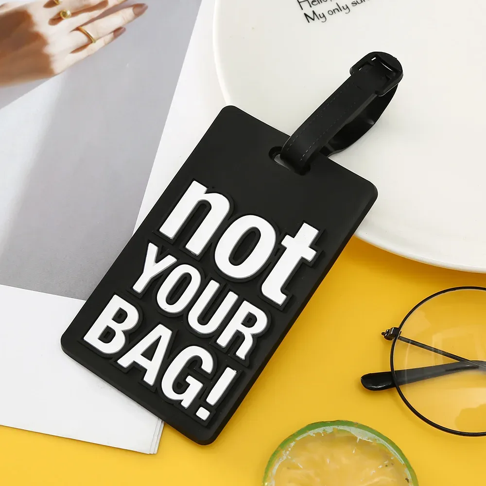 étiquettes de bagage en silicone portable, étiquette de valise, style dessin animé, lettre créative, accessoires de voyage mignons, pas votre sac, mode